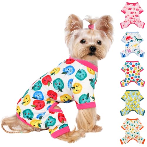 Dog Pajamas for Small Dogs, Soft Thin Pjs Jammies Cat Doggie, Summer Pet Cute Puppy Clothes Outfits Dogs Boy Girl(Red Apple, XS) - color: Red Apple, size: X-Small (Chest 11.8 in)