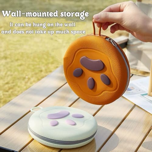 Bear Paw Foldable Pet Bowl, Dual Bowl Design for Food and Water,6.1in，Pink,Orange and Beige (Pink) - color: Pink