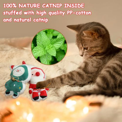 FOIMAS 3pcs Christmas Catnip Toys,Xmas Cat Toys Plush Santa Claus Snowman Tree Interactive Chew Bite Toys for Cat Kitten Indoor - color: multi xmas 2
