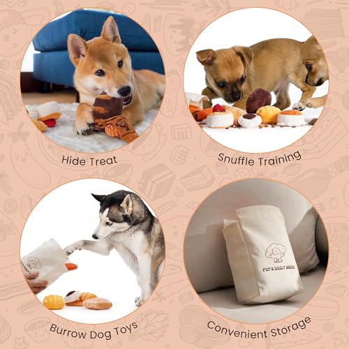 Nocciola Squeaky Bread Stuffed Dog Toys Pack - Puppy Toys with Grocery Bag to Keep Them Busy, Small Dog Toys for Boredom, Durable Snuffle Dog Toys for Small Medium Breeds Pet Gift - style: Bread Dog Toys