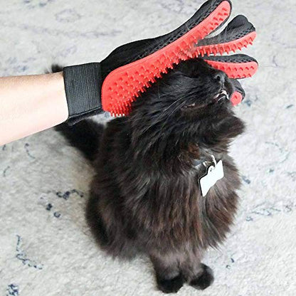 LuckyPet Pet Grooming Glove - Massage and Deshedding Glove for Dogs, Cats and Horses - Great Pet Hair Removal for Long and Short Fur - Right Handed Glove