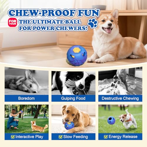 5-in-1 Dog Toy, Frozen Dog Treats to Keep Dogs Busy, Interactive Treat Dispensing Dog Toy Puzzle, Interactive Chew Toys for Puppy Small Medium Dog, Power Chewer, Durable Rubber-Easy to Clean (small) - color: Blue, size: Small