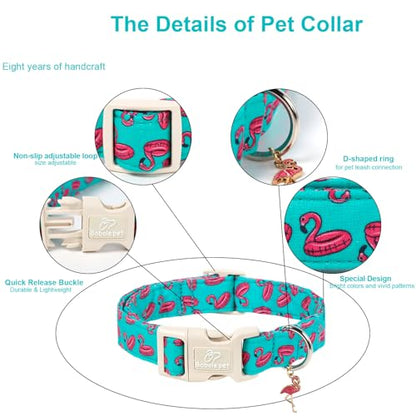 Summer Dog Collar, Cute Boy Flamingo Pool Party Dog Collars for Puppy Small Dogs - Beach Day Pup Collar, Soft Adjustable Male Pet Collars with Quick Release Buckle XS - color: Flamingo, size: XS