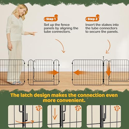 Yaheetech Dog Playpen for Puppy/Small Dogs, Foldable Pet Pen Expandable Fence with Door for Indoor/Outdoor Use, 20 Inch 8 Panels, Black - size: 20 inch