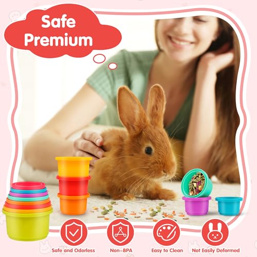 SKYWHALE Bunny Toys, Stacking Cups for Rabbits, 8PCS Stackable Plastic Pet Nesting Snack Container, Chinchilla Guinea Pig Parrot Enrichment Playset for Hiding Food and Playing