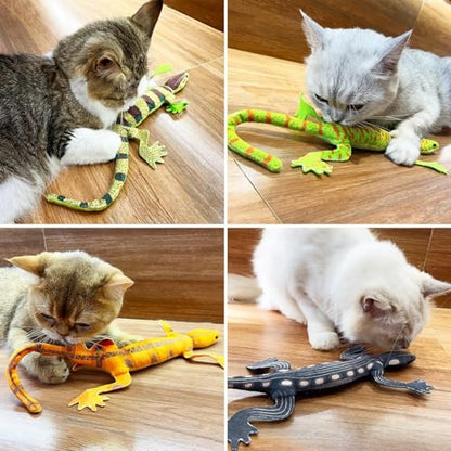 CiyvoLyeen Lizard Catnip Toys Chew Bite Resistant Toys for Indoor Cats Boredom Relief Teeth Cleaning Interactive Funny Cute Kitten Cat Lover Gifts Christmas Birthday Presents Set of 4 - style: 4 Lizards