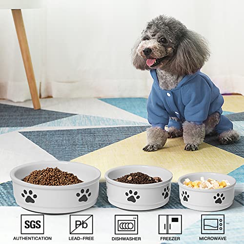 Sweejar Ceramic Dog Bowls with Paw Pattern, Dog Food Dish for Small Dogs, Porcelain Pet Bowl for Water 16 Fl Oz (White) - color: White, style: Paw Pattern,5.5"x2.2"(16 Fl Oz)