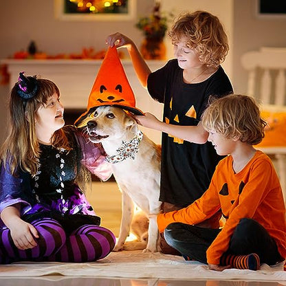 Dog Collar, Halloween Dog Collar with Flower Pumpkin Pet Collar Puppy Collars Cute Pet Flower Adjustable Collar for Small Dogs - color: Pumpkin, size: Small (Pack of 1)