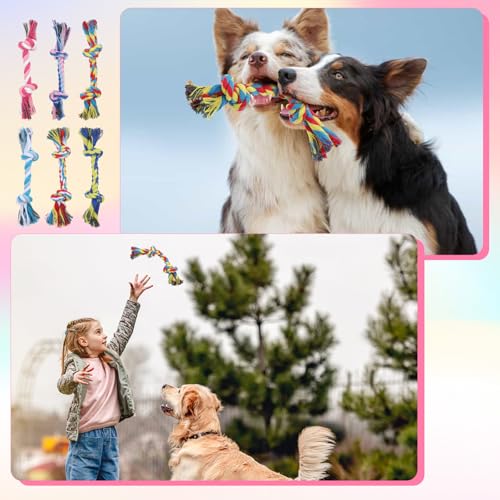 Dimeho 48 PCS Puppy Chew Toy Dog Rope Toys Cotton Knot Teething Toy Tug of War Dog Interactive Toys Multi Color for Small and Medium Dogs Newborn Pet Boredom Teeth Cleaning