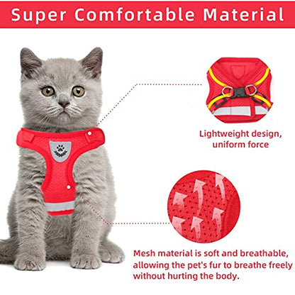 Red Cat & Dog Vest Harness - All Weather Mesh, Reflective Strap, Adjustable Step-in Harness for Small Pets (Red, S) - color: Red, size: Small (Chest: 11"-13")