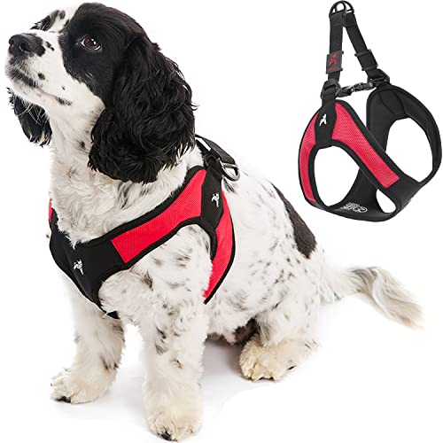 Gooby Escape Free Easy Fit Harness - Red, Medium - No Pull Step-in Patented Small Dog Harness with Quick Release Buckle - Perfect On The Go No Pull Harness for Small Dogs or Medium Dog Harness - color: Red, size: Medium chest (18~21.75")