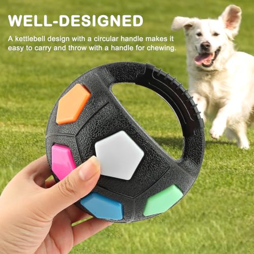 Dog Calming Ball with Handle Pet Dog Football Shape Toy Squeaky Floating Rubber Ball Floating Fetch Balls for Anxiety Relief in Small Medium Large Dogs(Color:Black) - color: Black
