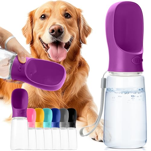 Mr. Pen- Portable Dog Water Bottle, 19 oz, Large, Leak Proof Puppy Water Dispenser with Drinking Feeder for Pets, Outdoor Walking, Hiking, Travel, Not Dishwasher Safe - color: Purple