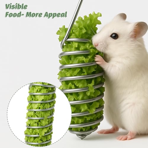 2Pcs Rat Enrichment Toys Stainless Steel Bird Food Holder Rat Parrot Foraging Toy Hanging Rodent Toy Fruit Vegetable Holder Puzzle Toy Slow Feeder Parakeet Foraging Mice Cage Accessories