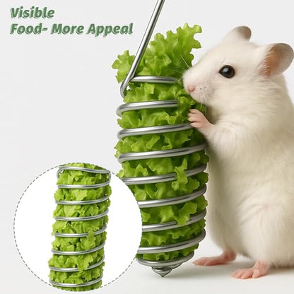 2Pcs Rat Enrichment Toys Stainless Steel Bird Food Holder Rat Parrot Foraging Toy Hanging Rodent Toy Fruit Vegetable Holder Puzzle Toy Slow Feeder Parakeet Foraging Mice Cage Accessories