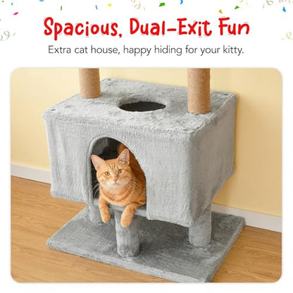 Cat Tree, Floor to Ceiling Cat Tower Adjustable Height [92.9-102.4in=235-258cm], 7 Tiers Cat Climbing Play House with Fully Sisal Scratching Post,Cozy Condo&Hammocks for Indoor Cats,Light Grey - color: Light Grey2.0