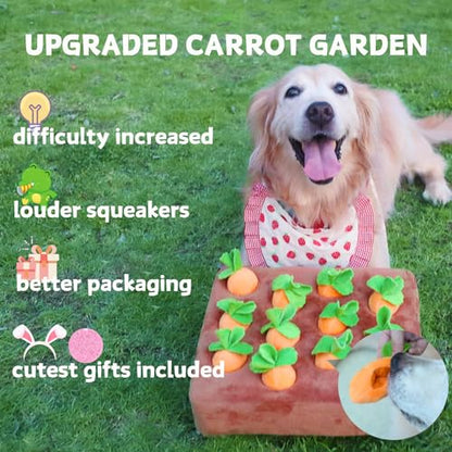 CECE PAW Dog Enrichment Puzzle, Interactive Squeaky Carrot Farm Snuffle Mat for Mental Stimulation and Puppy Brain Training, Small, Medium and Large Dogs (Upgraded Carrots with Treat Pockets) - color: Carrot Puzzle + Lick Mat, size: Dog