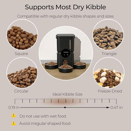Automatic Cat Feeder for 3 Cats with Slow Feed, 6L Smart WiFi Pet Feeder, 2.4G & 5G Dual-Band, Battery Powered with 15-Day Battery Life, for Cats & Small Dogs (Black) - color: Black