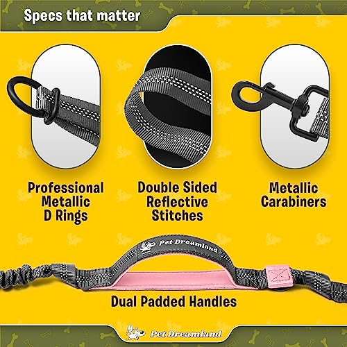 Exquisite Hands-Free Leash for Medium Dogs: Ultimate Comfort & Freedom for Running, Walking, Hiking. Premium Quality, Durable & Versatile Waist Dog Leash Belt. Your Dog Will Love It - color: Dark Grey & Pink