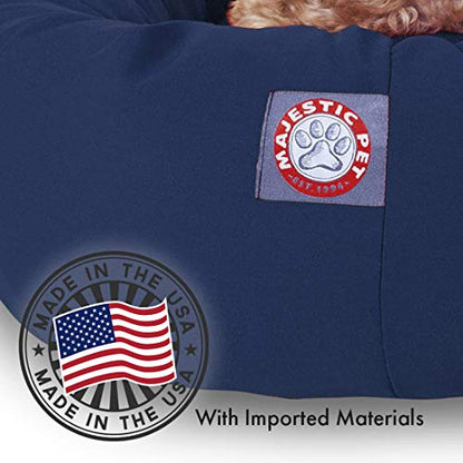 Majestic Pet 40 Inch Poly-Cotton Sherpa Calming Dog Bed Washable – Cozy Soft Round Dog Bed with Spine for Head Support - Fluffy Donut Dog Bed 40x29x9 (inch) – Round Pet Bed Large - Navy Blue - color: Blue