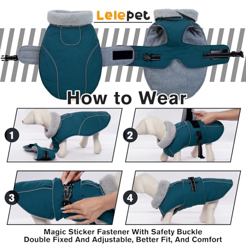 Lelepet Warm Dog Coats for Small Dogs Waterproof Dog Winter Jacket Reflective Pet Fleece Vest Windproof Cold Weather Coats with Adjustable Buckle & Leash Hole, Dark Green, S - color: Dark Green, size: S