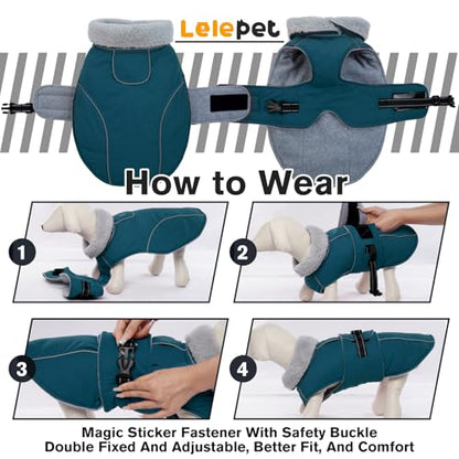 Lelepet Warm Dog Coats for Small Dogs Waterproof Dog Winter Jacket Reflective Pet Fleece Vest Windproof Cold Weather Coats with Adjustable Buckle & Leash Hole, Dark Green, S - color: Dark Green, size: S