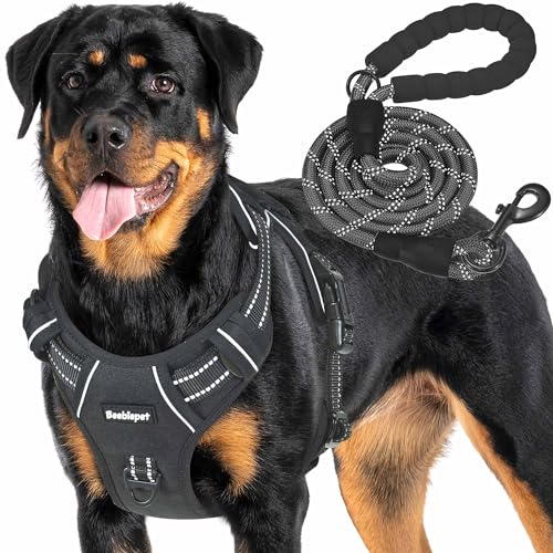 Beebiepet Heavy Duty Tactical Dog Harness for Small Dogs, No Pull Adjustable Pet Harness Reflective Service Training Easy Control Pet Vest Military K9 Working Dog Harnesses-X- Large, Black - color: Black, size: X-Large