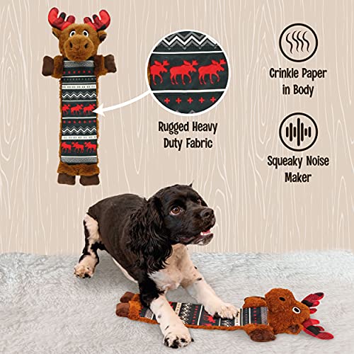 Lazy One Moose Squeaky Dog Toy, Soft Crinkle Toy for Dogs, Durable Fabric for Small, Medium, and Large Breeds - color: Moose Dog Toy