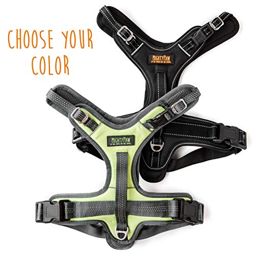 Mighty Paw Sport Harness 2.0 - Padded Canine Accessory - Adjustable Neck and Chest Straps - Enhanced Visibility with Reflective Stitching - Dog Padded Harness with Handle - Large - Black - color: Black