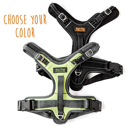 Mighty Paw Sport Harness 2.0 - Padded Canine Accessory - Adjustable Neck and Chest Straps - Enhanced Visibility with Reflective Stitching - Dog Padded Harness with Handle - Large - Black - color: Black