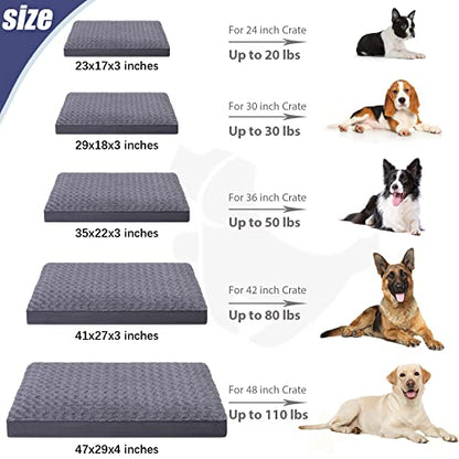 Dog Crate Bed Waterproof Dog Bed for Medium Pets Rose Velvet Soft Fluffy Washable with Removable Cover & Anti-Slip Bottom, 29 x 18 Inch, Gray - color: Grey, size: 29.0"L x 18.0"W x 3.0"Th