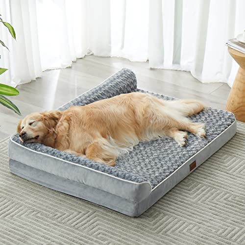 BFPETHOME Orthopedic Dog Beds for Large Dogs-Waterproof Sofa Dog Bed with Removable Washable Cover, Big Pet Bed with Waterproof Lining and Nonskid Bottom,Pet Bed for Large Dogs - color: Grey, size: 42.0"l x 30.0"w x 7.5"th