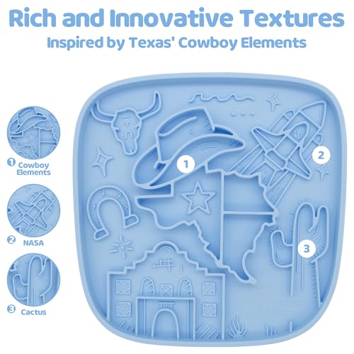 Puzzle Feeder Snuffle Mat and Lick Mat for Dogs,Texas Textured Slow Feeder, 0.75 Inch Thin Silicone Mat Holds 3 Cups, Dishwasher and Microwave Safe, Blue - color: Blue