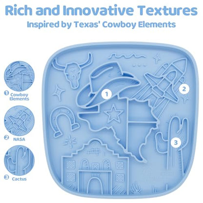 Puzzle Feeder Snuffle Mat and Lick Mat for Dogs,Texas Textured Slow Feeder, 0.75 Inch Thin Silicone Mat Holds 3 Cups, Dishwasher and Microwave Safe, Blue - color: Blue