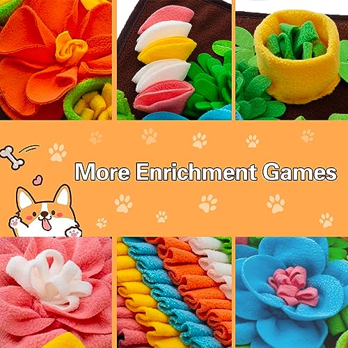Snuffle Mat for Dogs, Sniff Mat Slow Feeding Mat for Small Pets Cats, Rabbits - Help Stress Relief and Training - Stimulate Your Pet's Foraging Skills! (Brown) - color: Brown