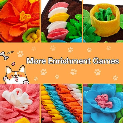 Snuffle Mat for Dogs, Sniff Mat Slow Feeding Mat for Small Pets Cats, Rabbits - Help Stress Relief and Training - Stimulate Your Pet's Foraging Skills! (Brown) - color: Brown