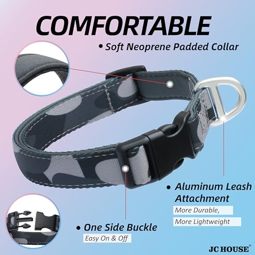 Soft Padded Dog Collar, Neck 9’’-14’’, Adjustable Heavy Duty Collar with 3M Reflective Logo for Small Dogs, Camo Dark Gray, S - color: Camo Dark Grey, size: S (Neck 9''– 14'')