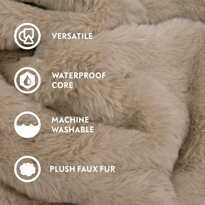 Paw Inspired Waterproof Dog Blanket, Soft Faux Fur Throw with Fur-Resistant Fleece, Washable Pet Blanket, Waterproof Protection for Couch, Bed, Furniture, Crate, Car (40x30, Tan) - color: Tan, size: 40x30"