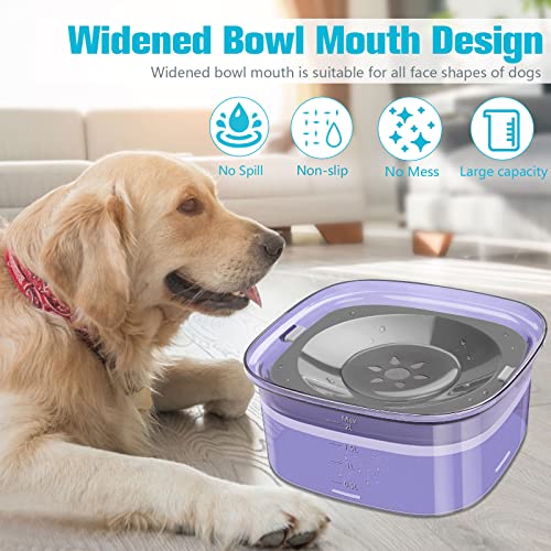 UPSKY 70oz Dog Water Bowl 2L No Spill Dog Bowls Large Capacity Spill Proof Slow Water Feeder, No Splash Dog Bowl Pet Water Dispenser Vehicle Carried Travel Slow Drinking Bowls for Messy Drinkers, Cats - color: Purple, size: 2 L