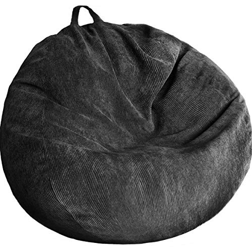 Stuffed Animal Storage Bean Bag Chair Cover (No Filler) Washable Ultra Soft Corduroy Bean Bag Cover for Organizing Plush Toys or Textile, Sack Bean Bag for Adults, Teens - color: Black, size: S for Kids