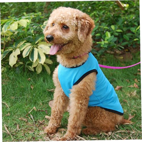 Pet Sleeveless Vest Breathable Mesh Dog Shirt Blue M Size Cooling Pet Clothes for Puppies and Small Dogs