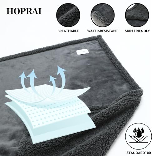 Waterproof Pet Blanket for Medium Large Dogs Washable Fluffy Thick Jacquard Shag Fleece Warm Sherpa Pet Blanket Cats Puppy Couch Protection (Gray L57*65inches) - color: Gray, size: 57*65