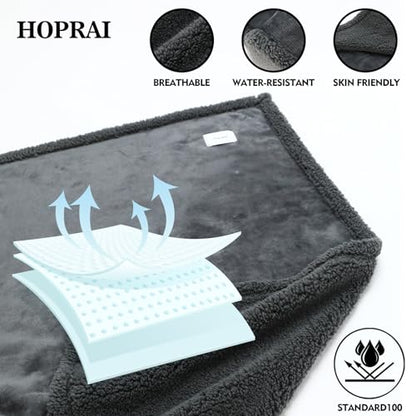 Waterproof Pet Blanket for Medium Large Dogs Washable Fluffy Thick Jacquard Shag Fleece Warm Sherpa Pet Blanket Cats Puppy Couch Protection (Gray L57*65inches) - color: Gray, size: 57*65