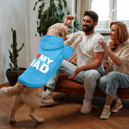 Dog Sweater Dog Hoodie Cold Weather Coat Hooded Sweatshirt for Puppies,Cats, Small Medium Large Dogs (Blue(I Love My Dad), Large/X-Large)