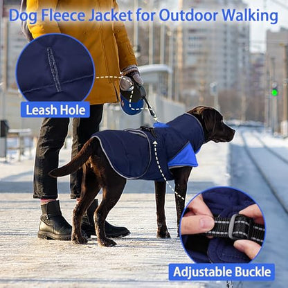 MIGOHI Snowproof Dog Coat - Thick Fleece Dog Jacket with Adjustable Collar, Keep Warm Winter Coat for Medium Dogs Cold Weather Walking Playing,Australian Shepherd,XL,DarkBlue - color: DarkBlue, size: X-Large
