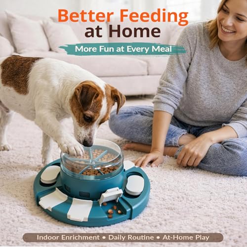 Dog Puzzle Toy, 2 Levels of Challenge, Push-to-Release Treat Dispenser Slow Feeder & Mental Stimulation Enrichment Toy for Small Medium Large Dogs - color: Matisse green