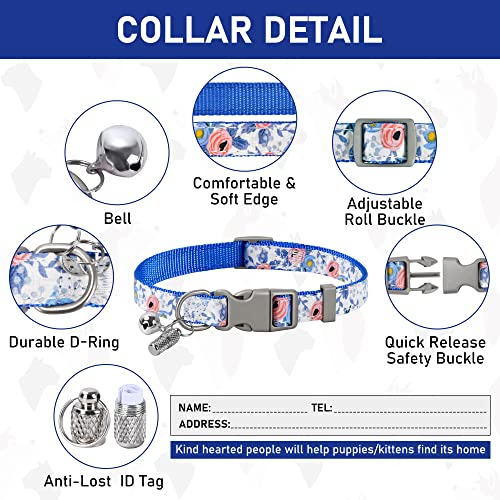 Small Dog Harness Collar and Leash Set, Step in No Chock No Pull Soft Mesh Adjustable Dog Vest Harnesses Plaid Reflective for Dogs Puppy Cats Kitten Rabbit (Blue Flower, XS) - color: Blue Flower, size: XS