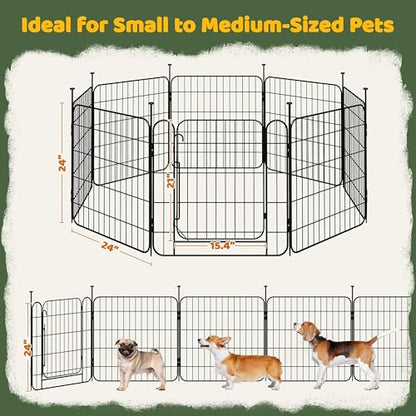 Yaheetech Dog Playpen for Puppy/Small Dogs, Foldable Pet Pen Expandable Fence with Door for Indoor/Outdoor Use, 24 Inch 8 Panels, Black - size: 24 inch