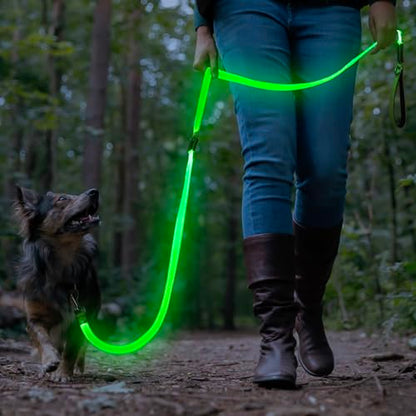 Colaseeme Light Up Dog Leash, LED Pet Leashes USB Rechargeable, Glow Safety Dogs Lights at Night (6FT,Green) - color: Green, size: 6FT