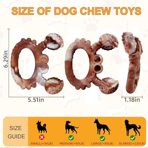 Tough Dog Toys for Aggressive Chewers, Indestructible Dog Toys with Beef Flavor, Durable Dog Toy for Medium and Large Dogs, Crab - color: Crab